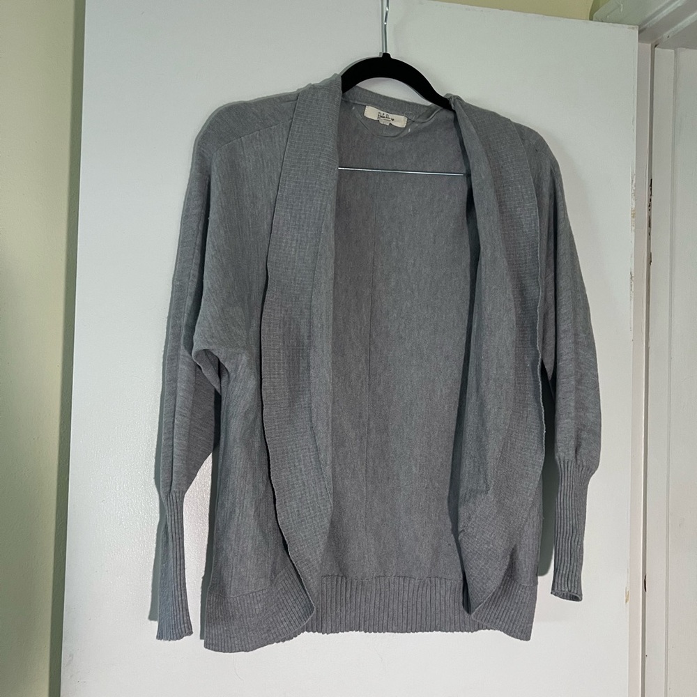 Promise Gray Cardigan Sweater Classic Open-Front Design